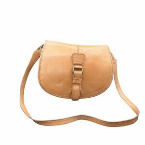 Tempo Colombia Tan Leather Saddle Crossbody Bag Vintage Boho